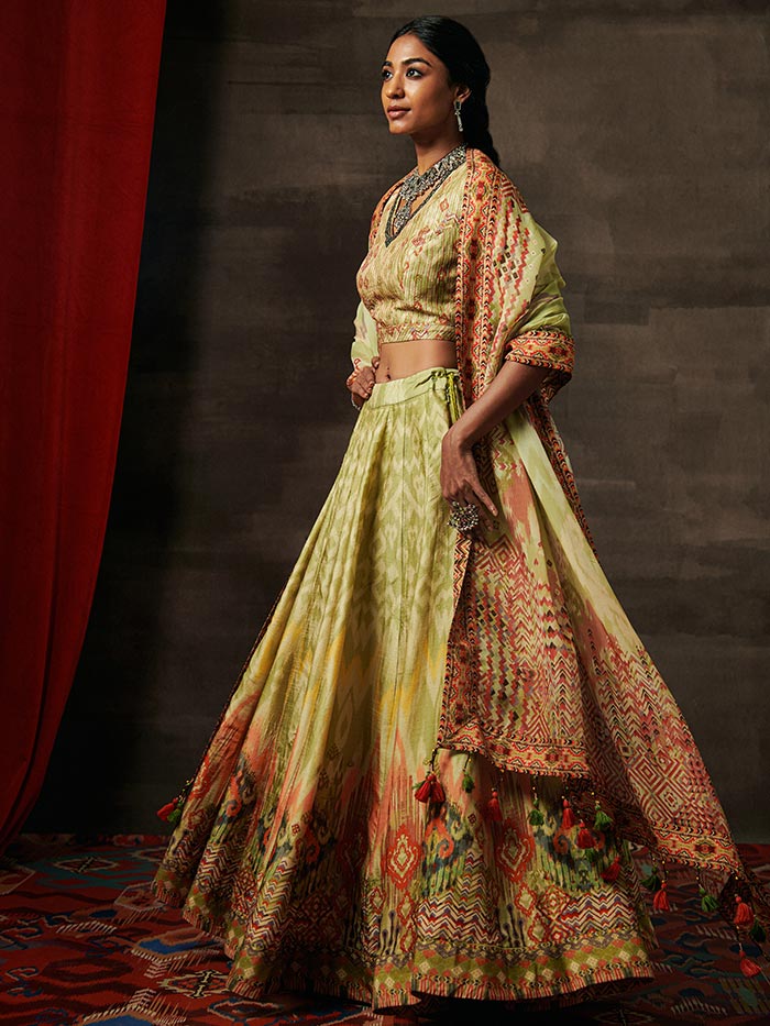 Olive Printed Lehenga Set | Shop Saundh