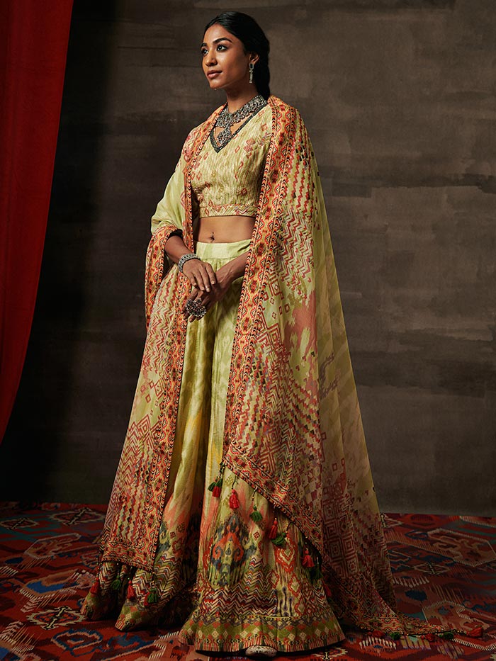 Olive Printed Lehenga Set | Shop Saundh
