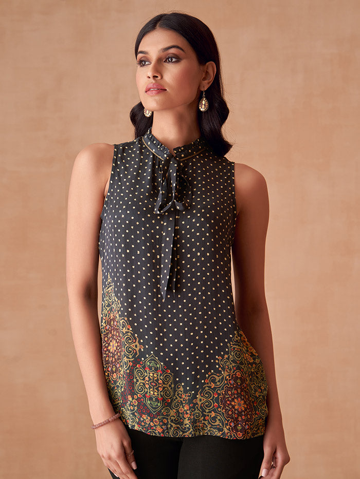 Black tie-up top | Shop Saundh