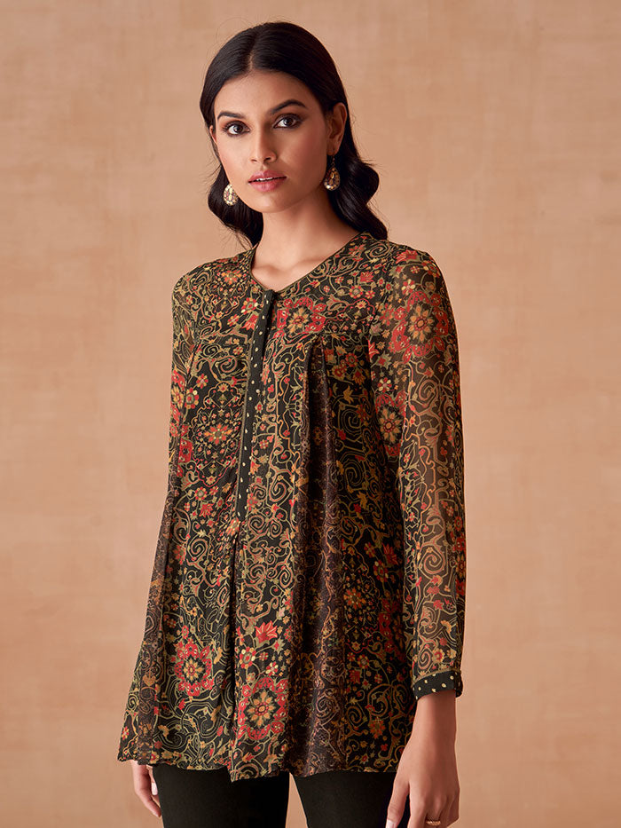 Black Printed Top | Shop Saundh