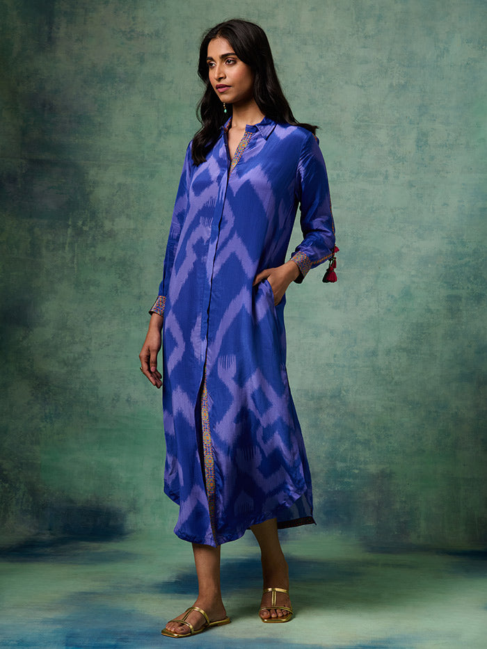 Blue Printed Whisper Tunic | Shop Saundh