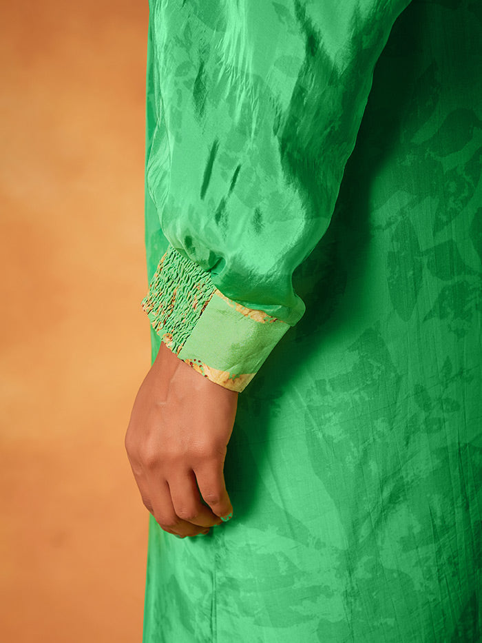 Green Printed Shirt Tunic | Shop Saundh