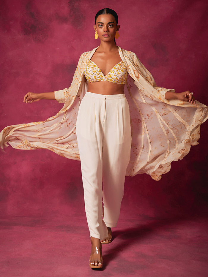 Sheer Off White Jacket| Shop Saundh