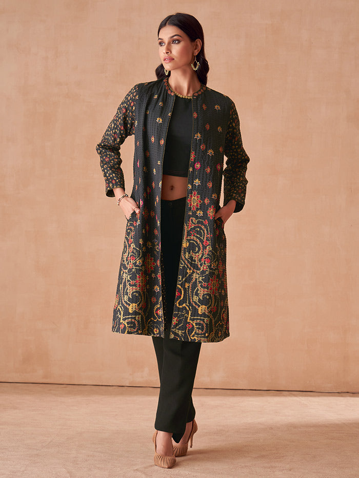Black Printed Jacket | Shop Saundh