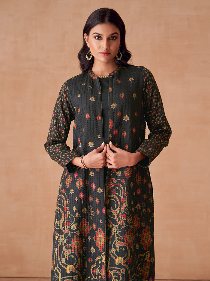 Black Printed Jacket | Shop Saundh