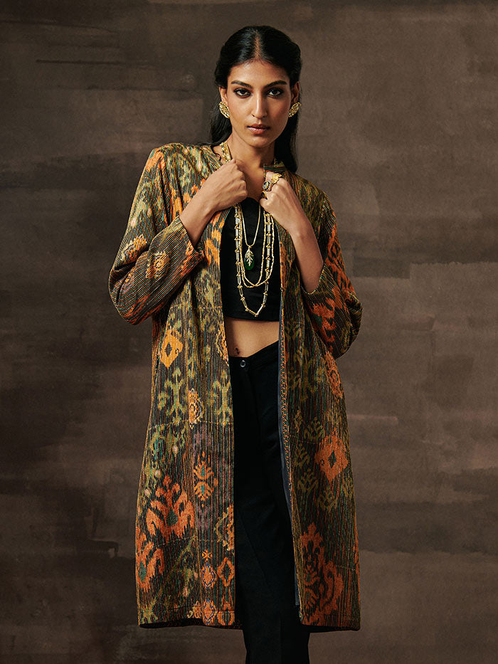 Printed & Embroidered Jacket | Shop Saundh
