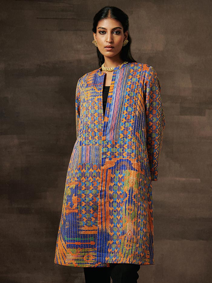 Blue Printed Jacket| Shop Saundh