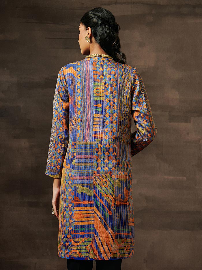 Blue Printed Jacket| Shop Saundh