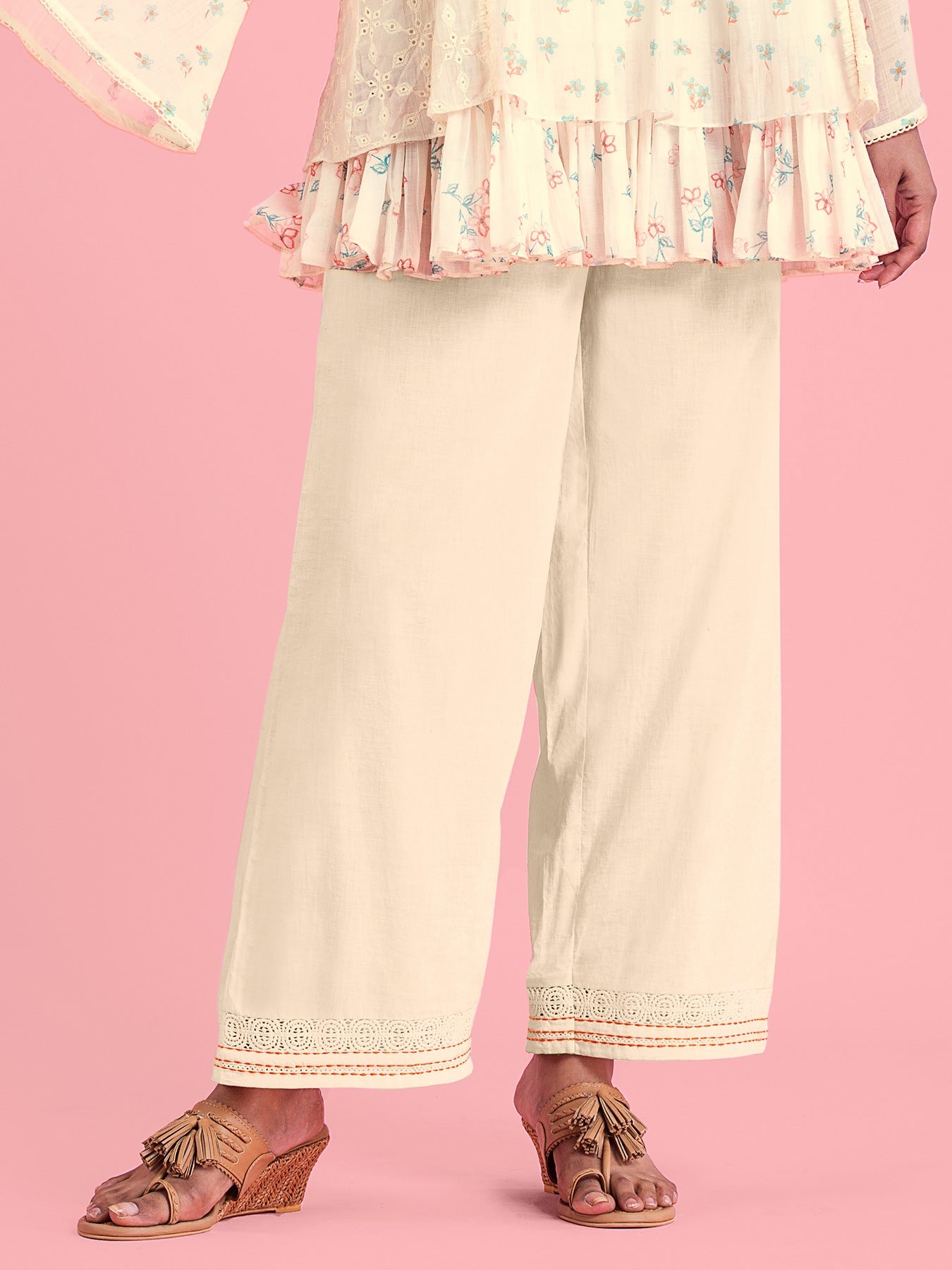 Off White Cotton Pant | Shop Saundh