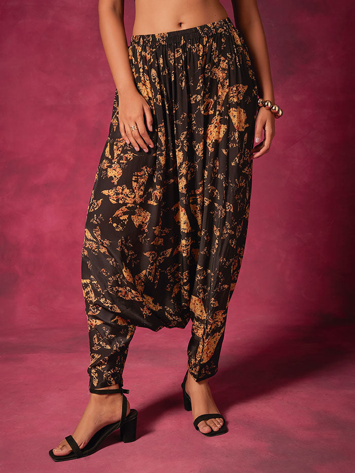 Black Printed Zouave Pants | Shop Saundh
