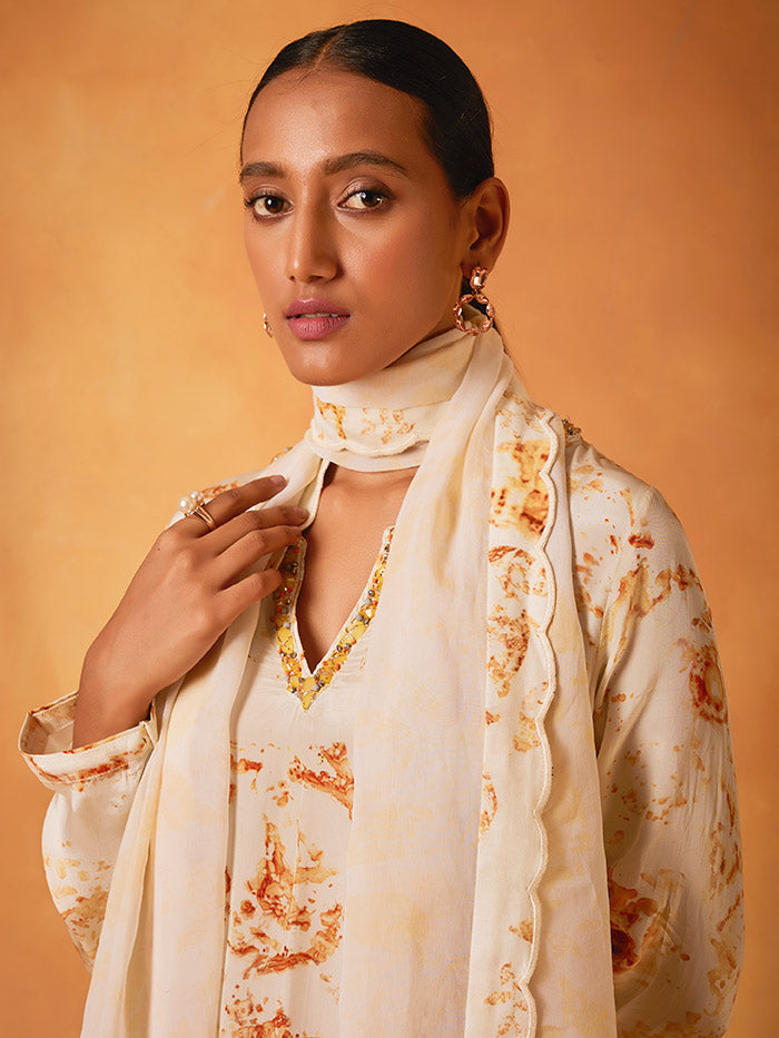 Off White Organza Stole | Shop Saundh