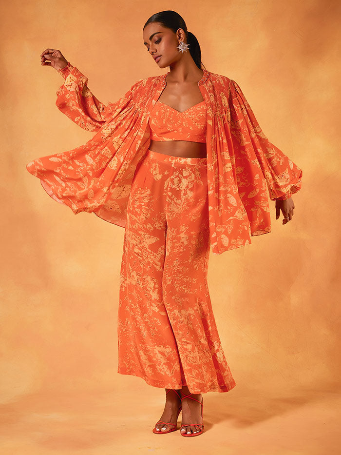 Orange Co-Ord Set with Jacket | Shop Saundh