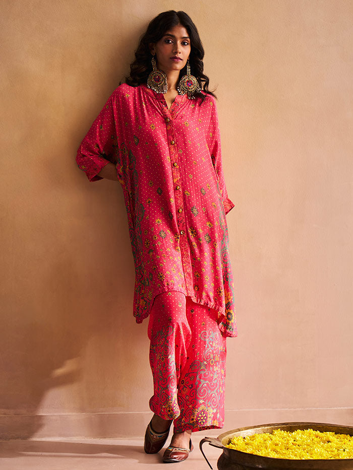 Pink Printed Kurta Set | Shop Saundh