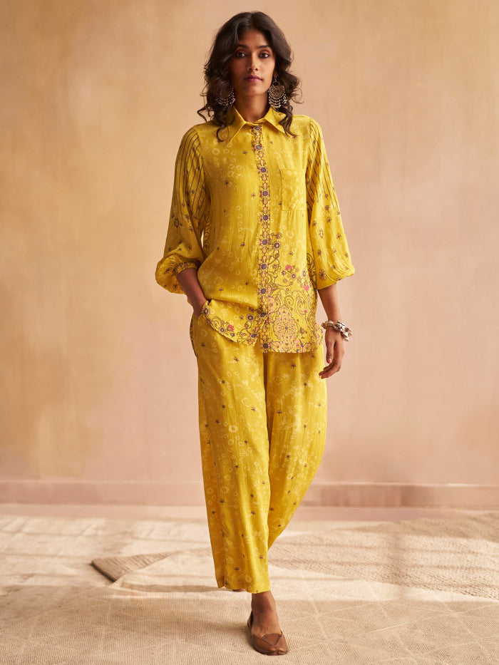 Yellow Printed Co-ord Set | Shop Saundh