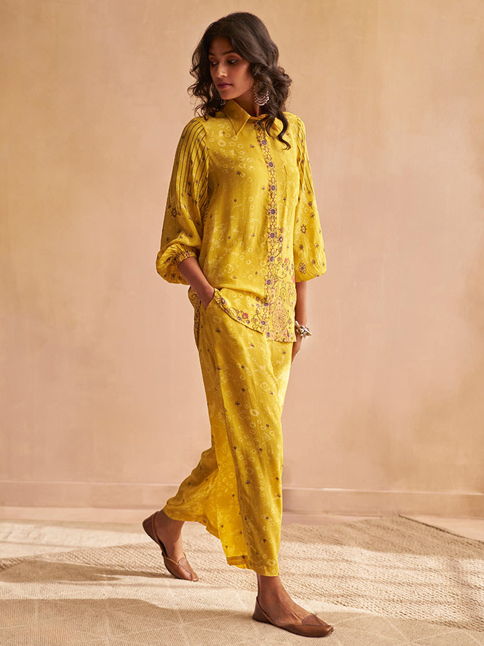 Yellow Printed Co-ord Set | Shop Saundh