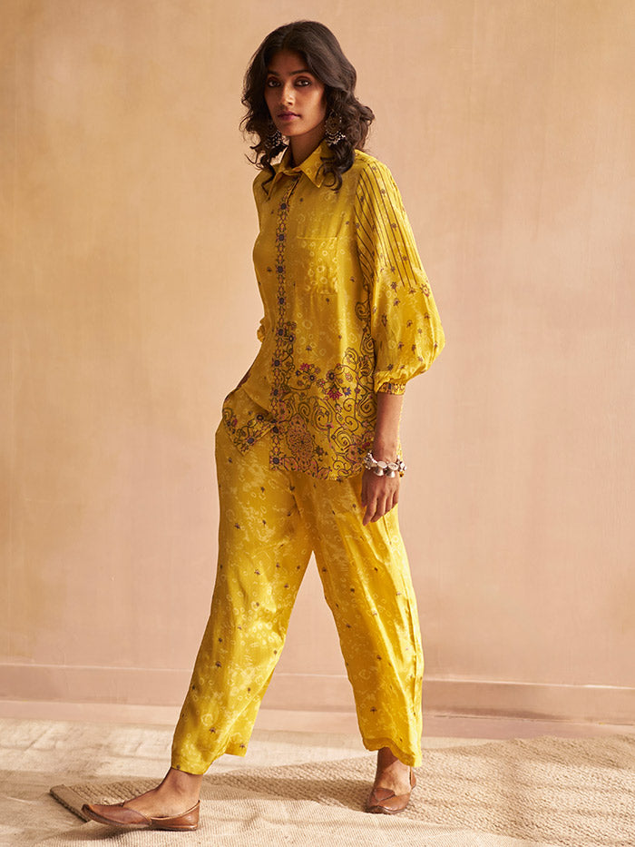 Yellow Printed Co-ord Set | Shop Saundh