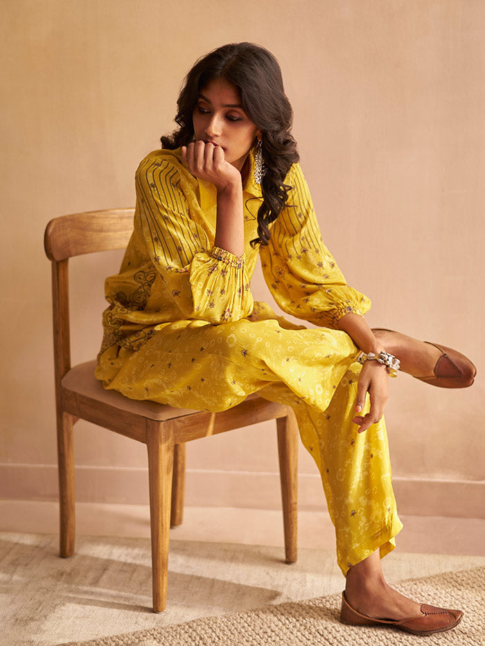 Yellow Printed Co-ord Set | Shop Saundh