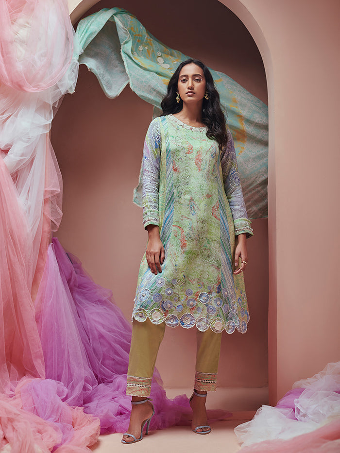 Mint Green Kurta Set with Dupatta | Shop Saundh