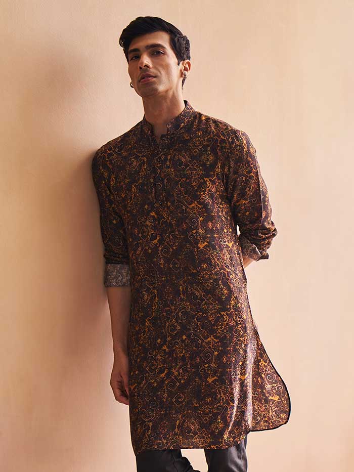 Elaheh Black Kurta | Shop Saundh Man
