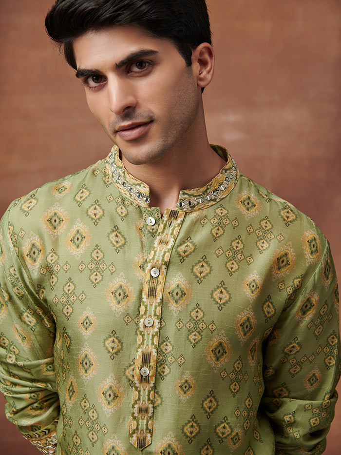 Sage Green Printed Kurta | Shop Saundh Man