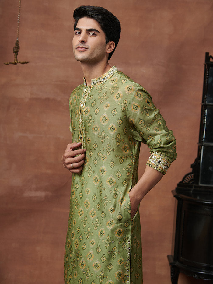 Sage Green Printed Kurta | Shop Saundh Man