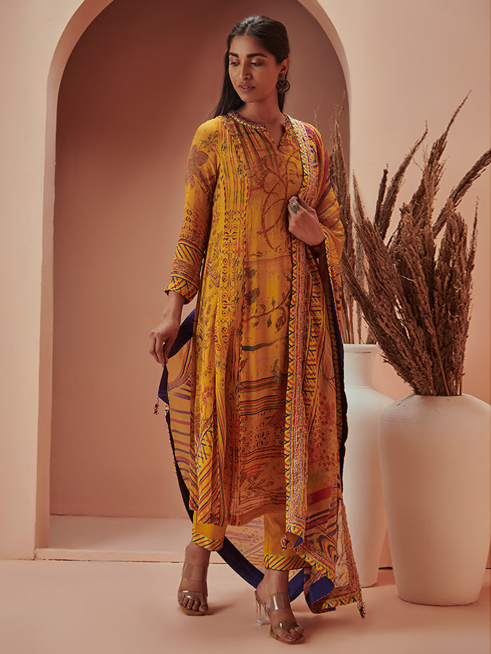 Konyak Yellow Kurta Set with Dupatta