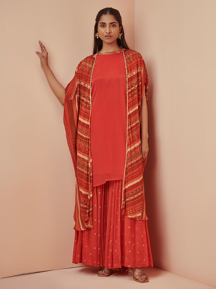 Myoko Red Kurta Set with Jacket