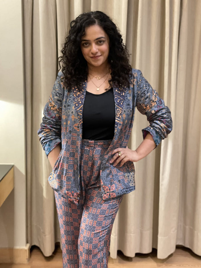 Mizo Blue Purple Jacket Suit Set