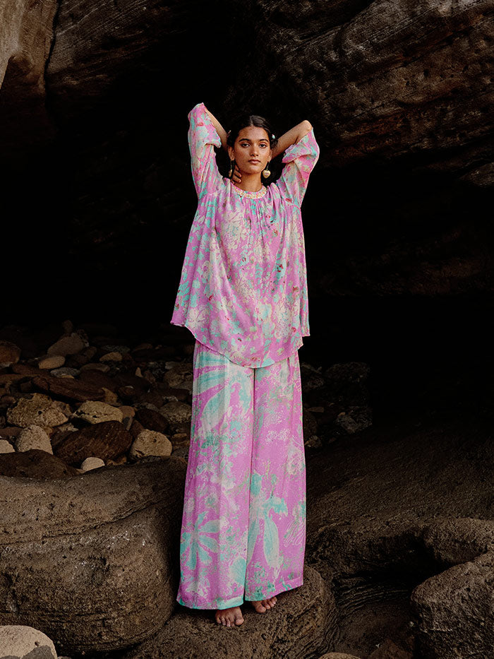 Pink Printed Keya Co-ord Set| Shop Saundh