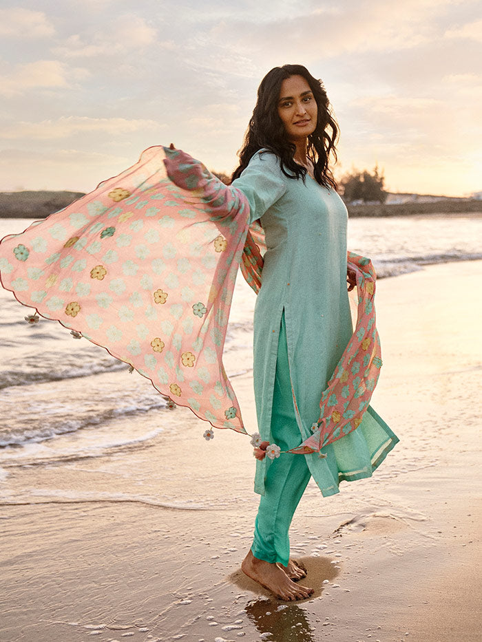 Ombre Green Kinari Kurta Set | Shop Saundh