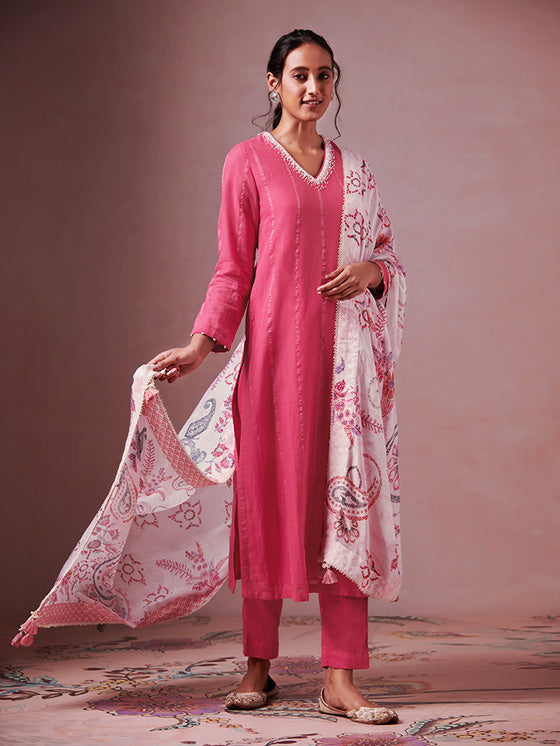 Fuschia Pink Kurta Set | Shop Saundh