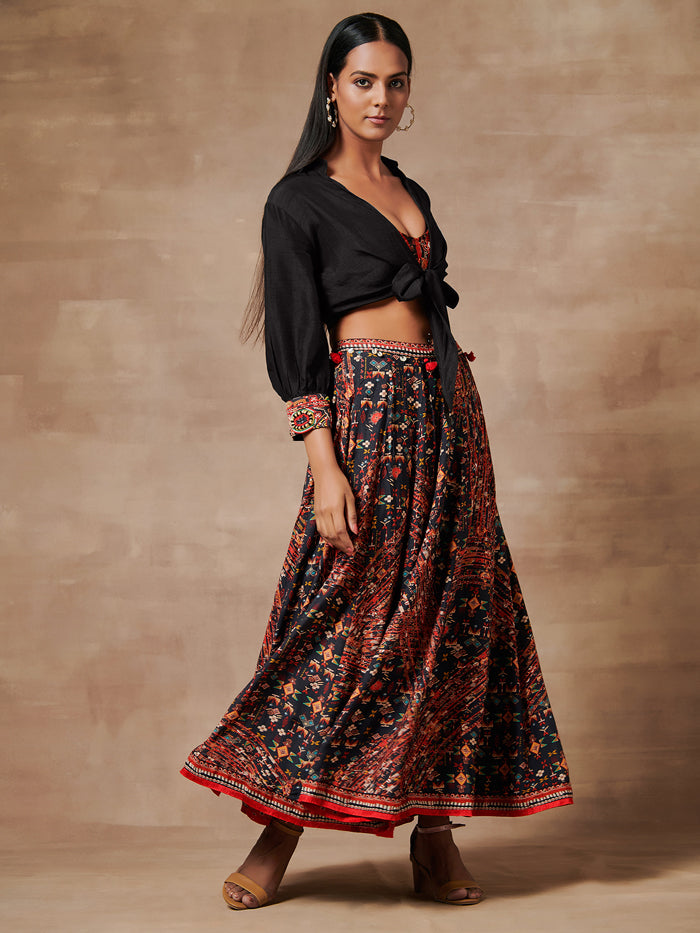 Shanao Crop Top Skirt with Shrug