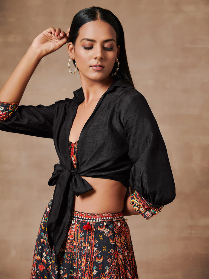 Shanao Crop Top Skirt with Shrug