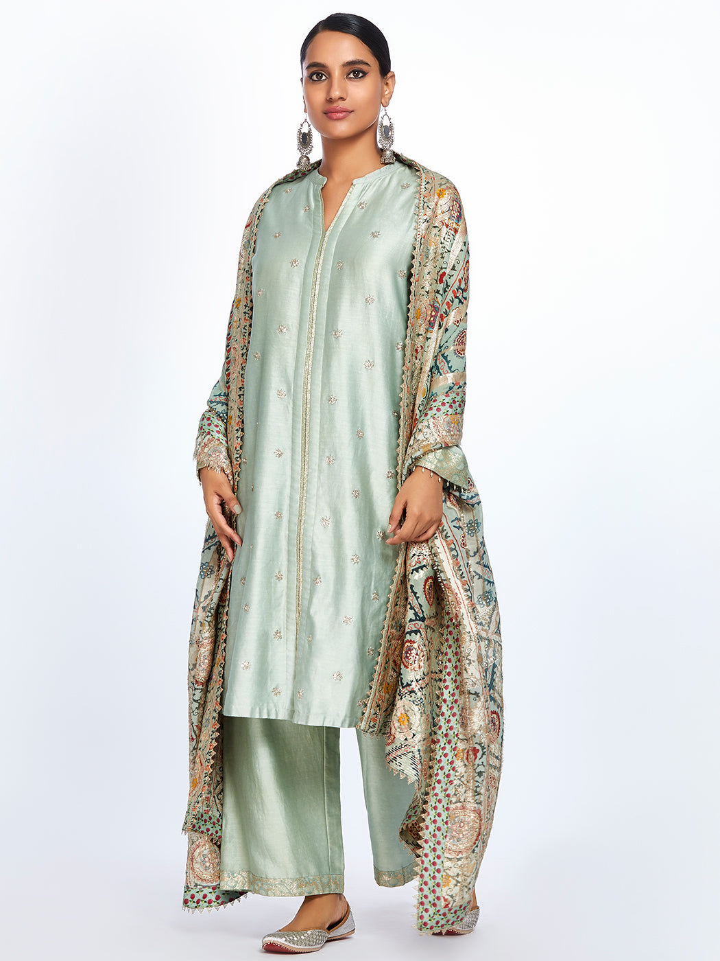 Suzandori Bondi Mint Slit Kurta Set