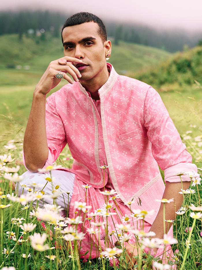 Blush Pink Printed Bandi| Shop Saundh Man