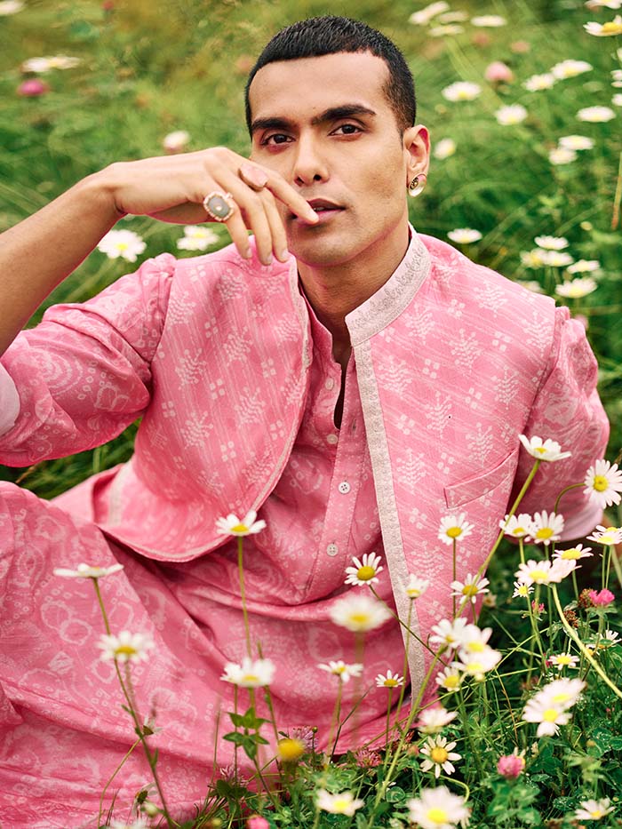 Blush Pink Printed Bandi| Shop Saundh Man