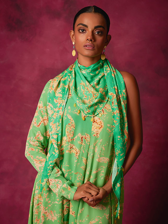Green Celeste Scarf | Shop Saundh