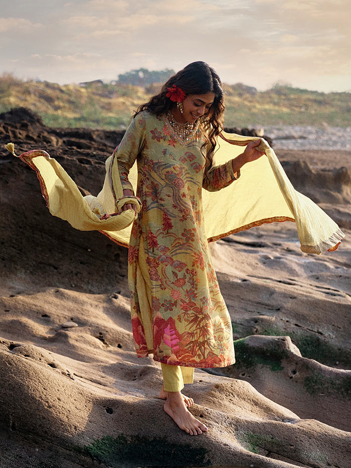 Imara Olive Printed Kurta Set| Shop Saundh