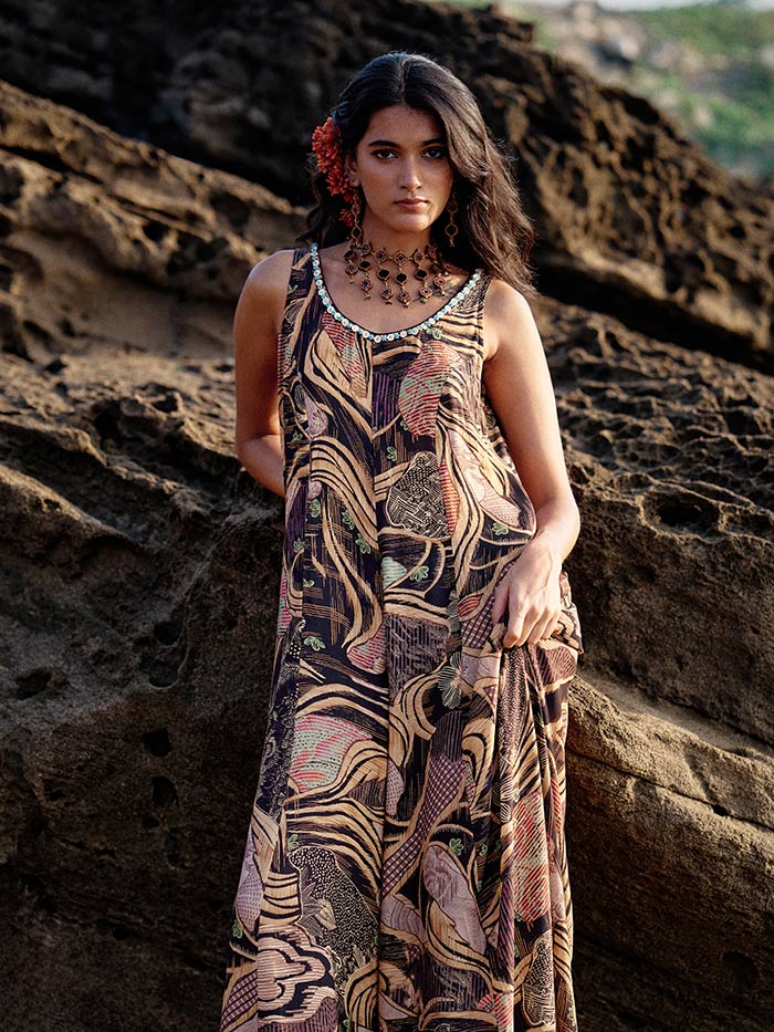 Chiara Printed Black Jumpsuit| Shop Saundh