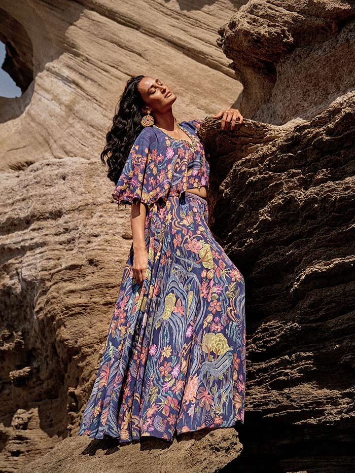 Cape Blouse & Lehenga Set | Shop Aria Set by Saundh