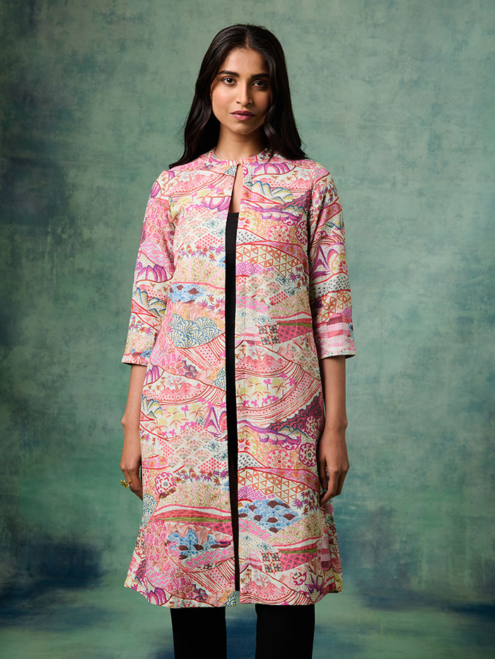 White Printed All-Day Jacket| Shop Saundh