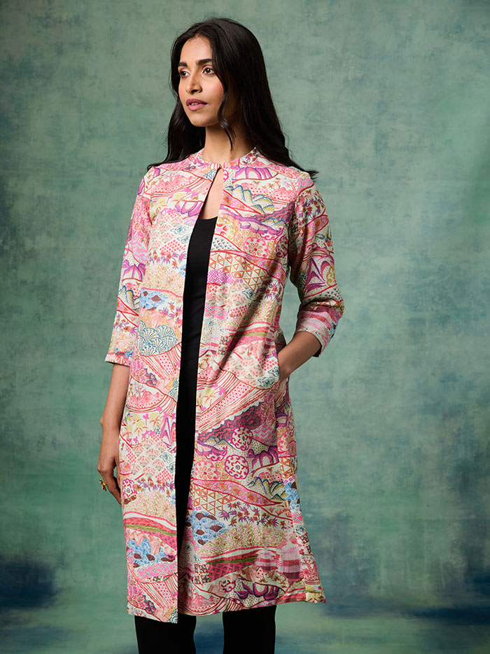 White Printed All-Day Jacket| Shop Saundh