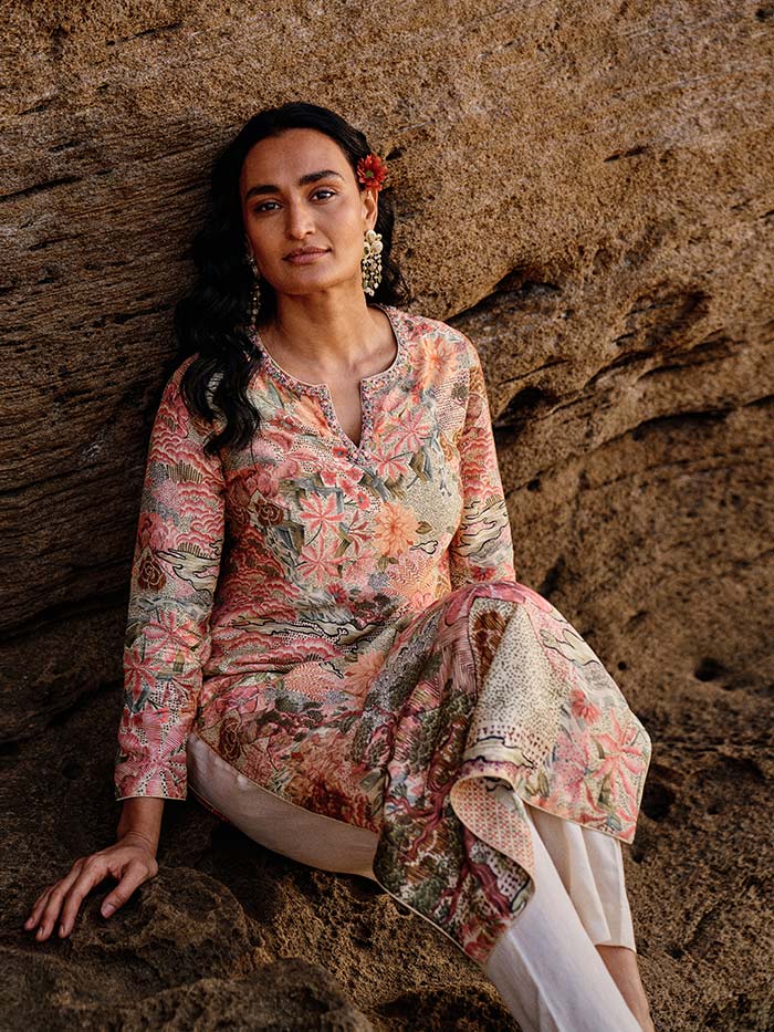 Zen Beige Printed Kurta Set| Shop Saundh