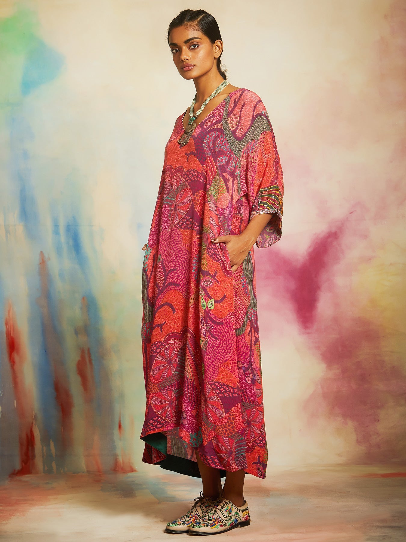 Gond Printed V neck tunic