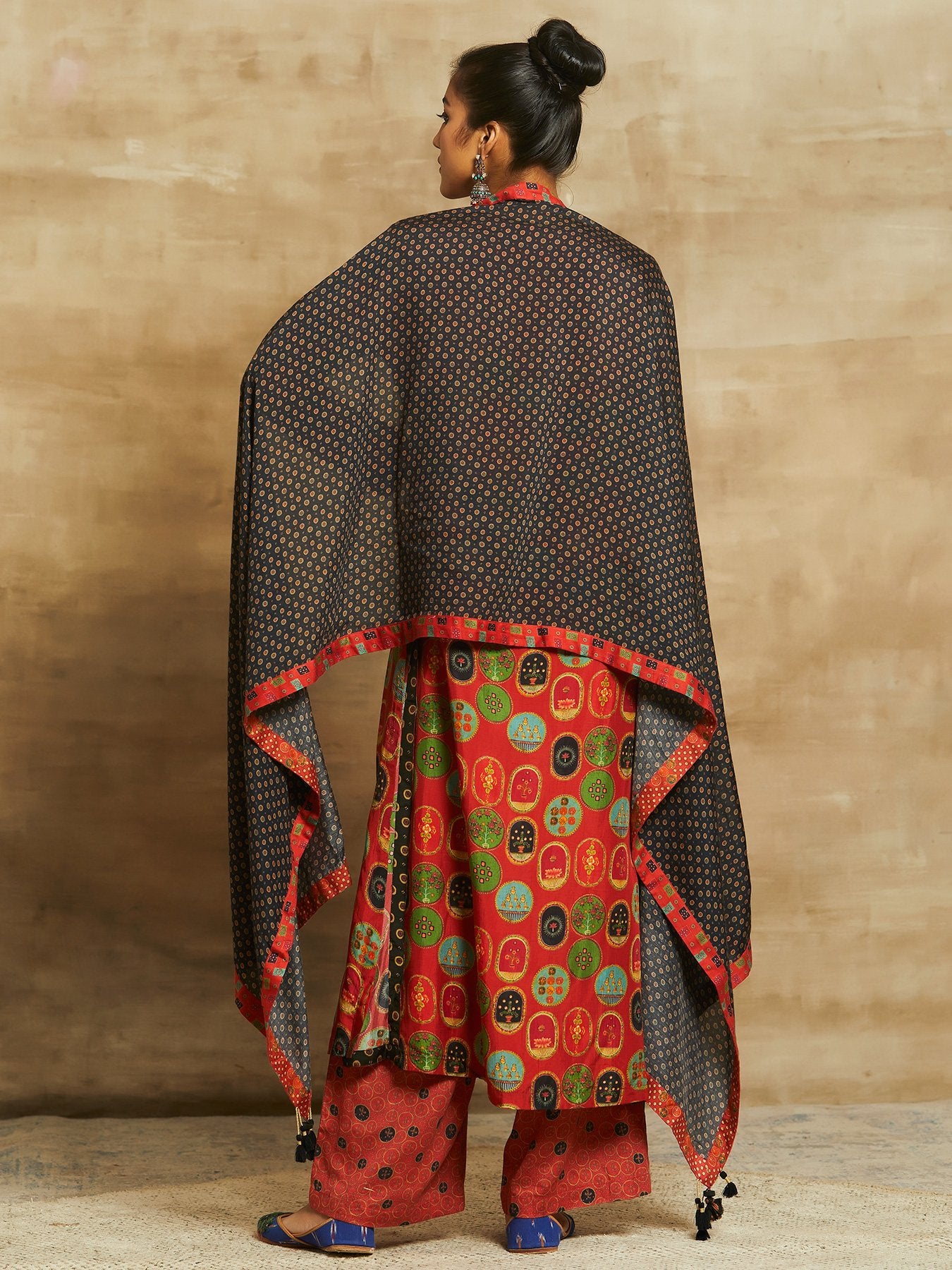 Ganjifa Red printed Kurta Set