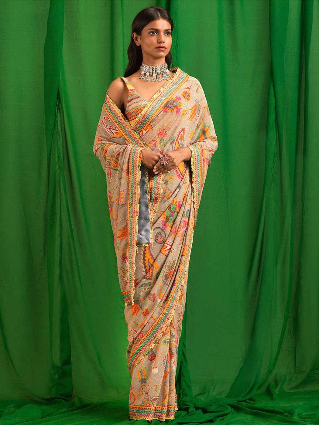 Kairi Dove Grey Saree Free Size