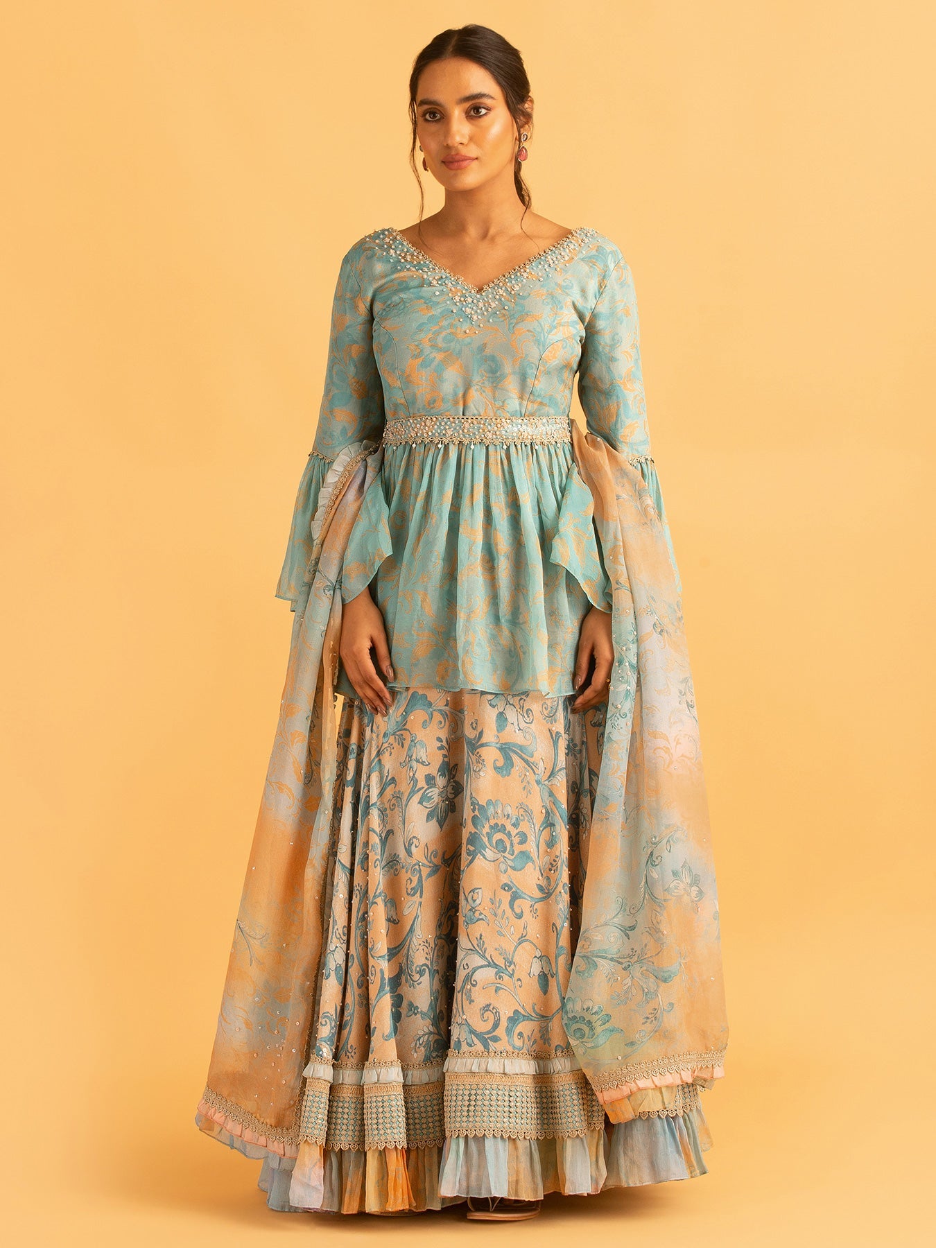 Mysore Mint Blue Lehenga | Shop Saundh