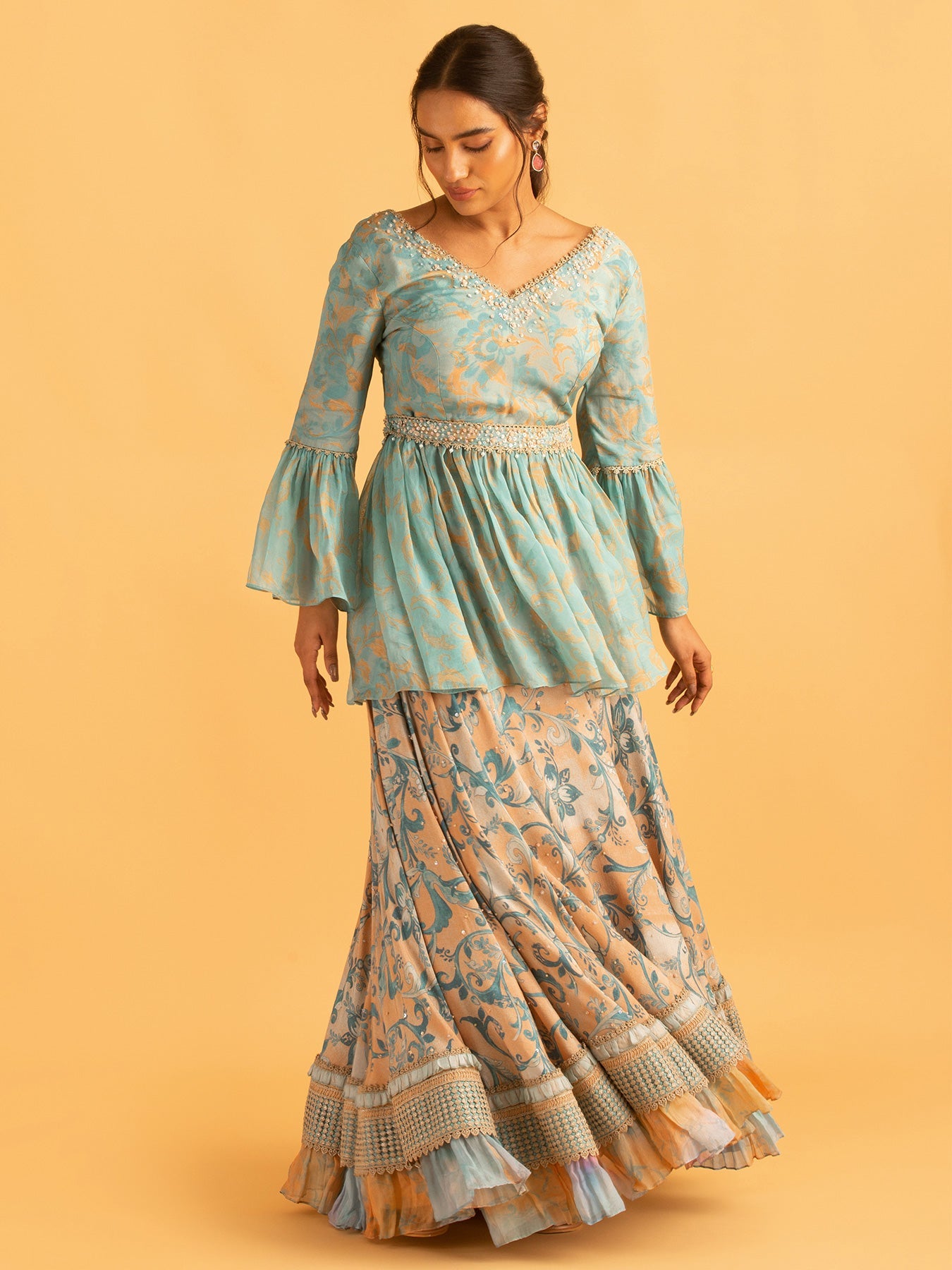Mysore Mint Blue Lehenga | Shop Saundh