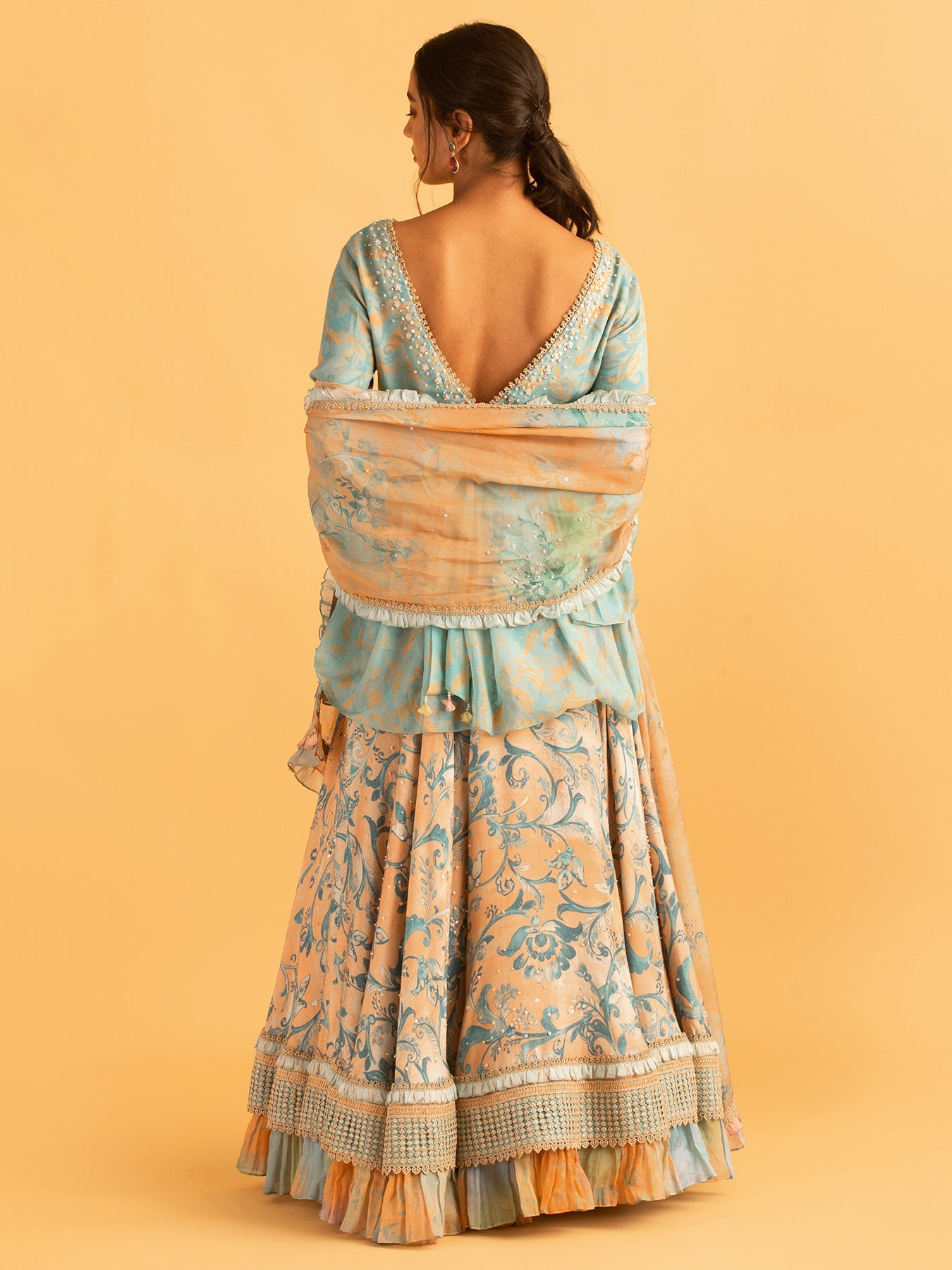 Mysore Mint Blue Lehenga | Shop Saundh