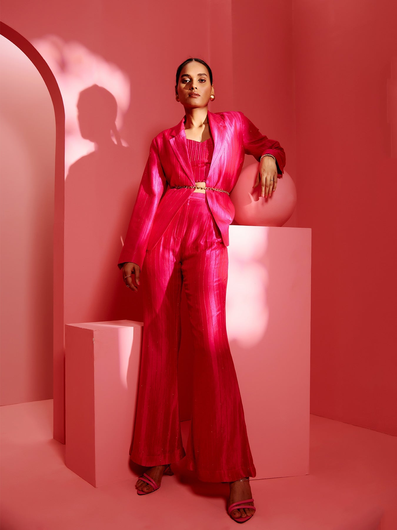 Pink Corset Jacket Set | Shop Saundh